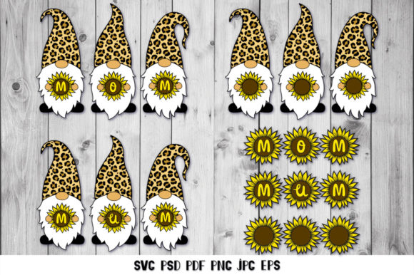 Gnome Mom Sunflower Graphics for Crafts