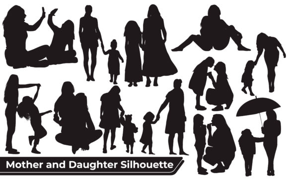 Mom and Daughter Silhouettes Graphics